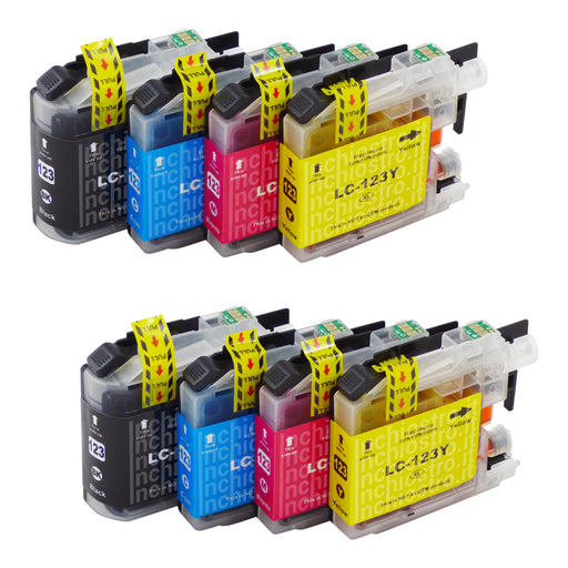 Cartucce d'inchiostro Brother LC123XL compatibili (2 neri + 6 colori)