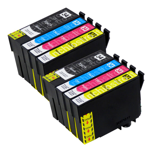 Cartucce d'inchiostro Epson T34XL compatibili (2 neri + 6 colori)