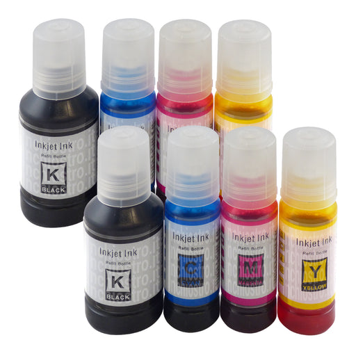 Flacone d'inchiostro compatibile Epson Ecotank (2 neri + 6 colori)