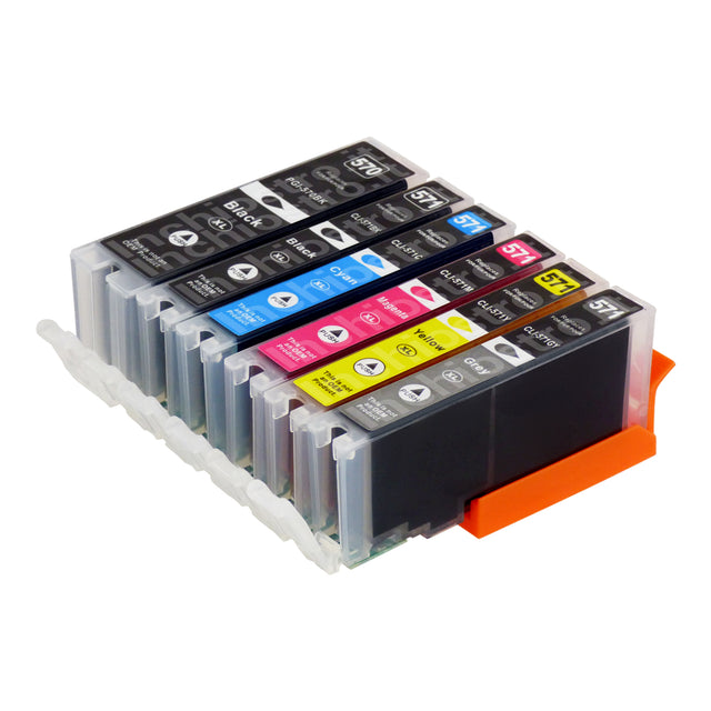 Cartucce d'inchiostro Canon PGI-570XL/CLI-571XL compatibili (2 neri + 3 colori + 1 grigio)