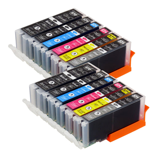 Cartucce d'inchiostro Canon PGI-570XL/CLI-571XL compatibili (4 neri + 6 colori + 2 grigi)