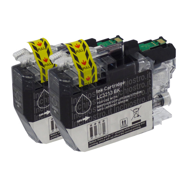 Cartucce d'inchiostro Brother LC3213XL compatibili nere (2 nere)