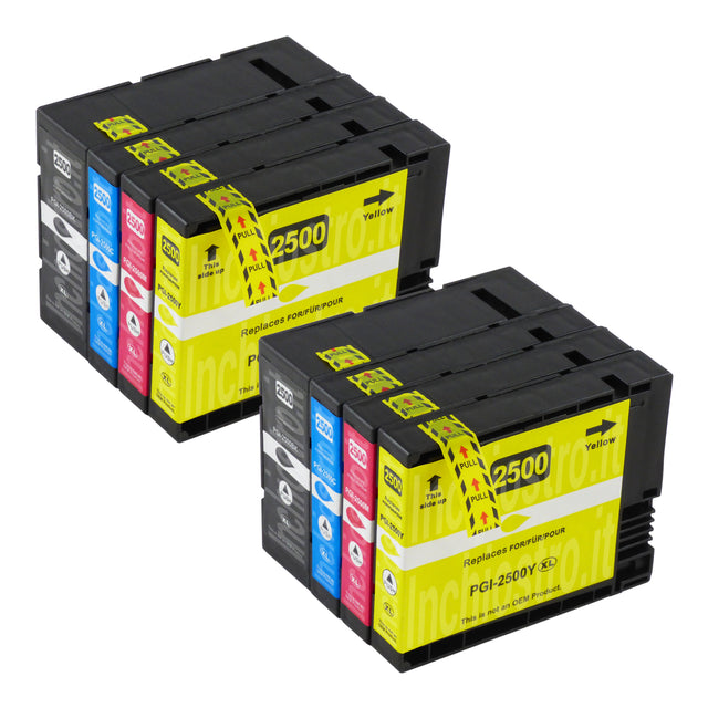 Cartucce d'inchiostro Canon PGI-2500XL compatibili (2 neri + 6 colori)