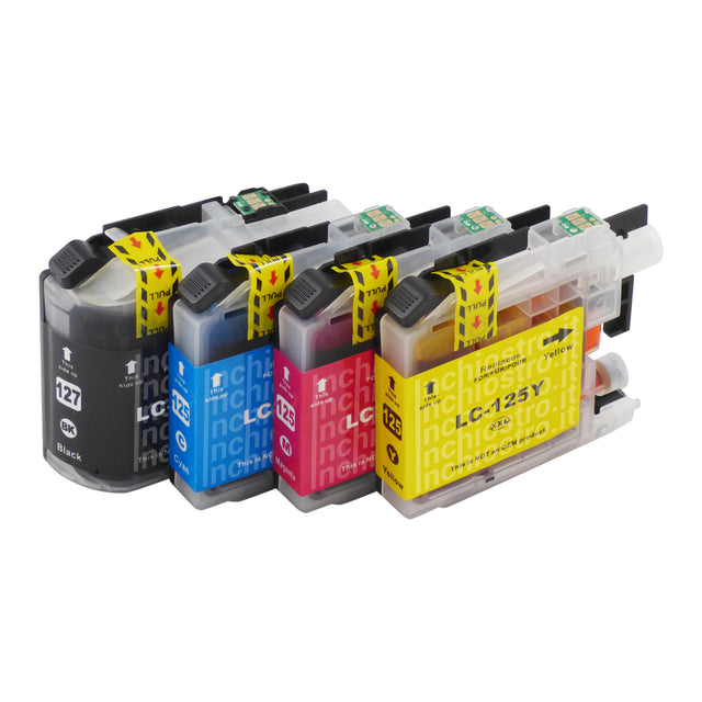 Cartucce d'inchiostro Brother LC127XL/LC125XL compatibili (1 nero + 3 colori)
