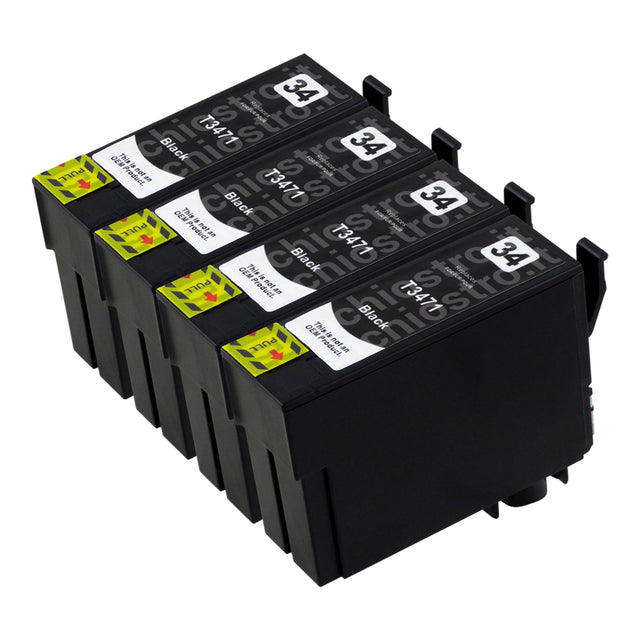 Cartucce d'inchiostro Epson T34XL compatibili Nero (4 Nero)